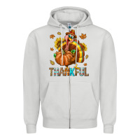 Dove Grey Thankful Turkey Zipper Hoodie - texasbilliewilder
