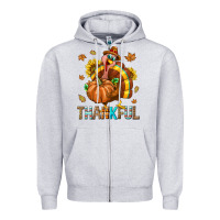 Heather Grey Thankful Turkey Zipper Hoodie - texasbilliewilder