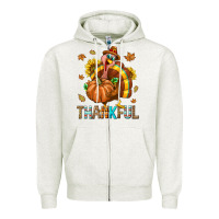 Oatmeal Heather Thankful Turkey Zipper Hoodie - texasbilliewilder