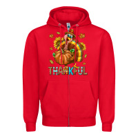 Red Thankful Turkey Zipper Hoodie - texasbilliewilder