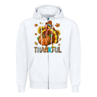 White Thankful Turkey Zipper Hoodie - texasbilliewilder