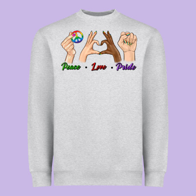 Peace Love Pride Heavyweight Sweatshirt Designed By Bundleandbundleshop
