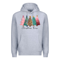 Heather Grey christmas trees Premium Hoodie - CowGirlArtShop