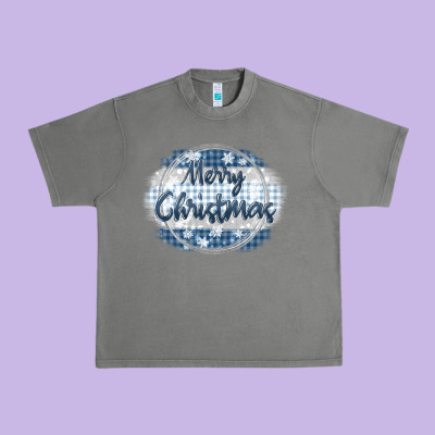 Merry Christmas Blue Urban Heavy Tee Designed By Maliassmallbusiness