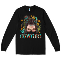 Black Western Cowgirl Braid Hair Long Sleeve Tee - BundleAndBundleShop