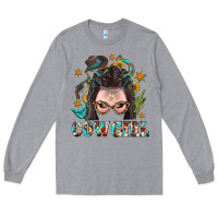 Heather Grey Western Cowgirl Braid Hair Long Sleeve Tee - BundleAndBundleShop