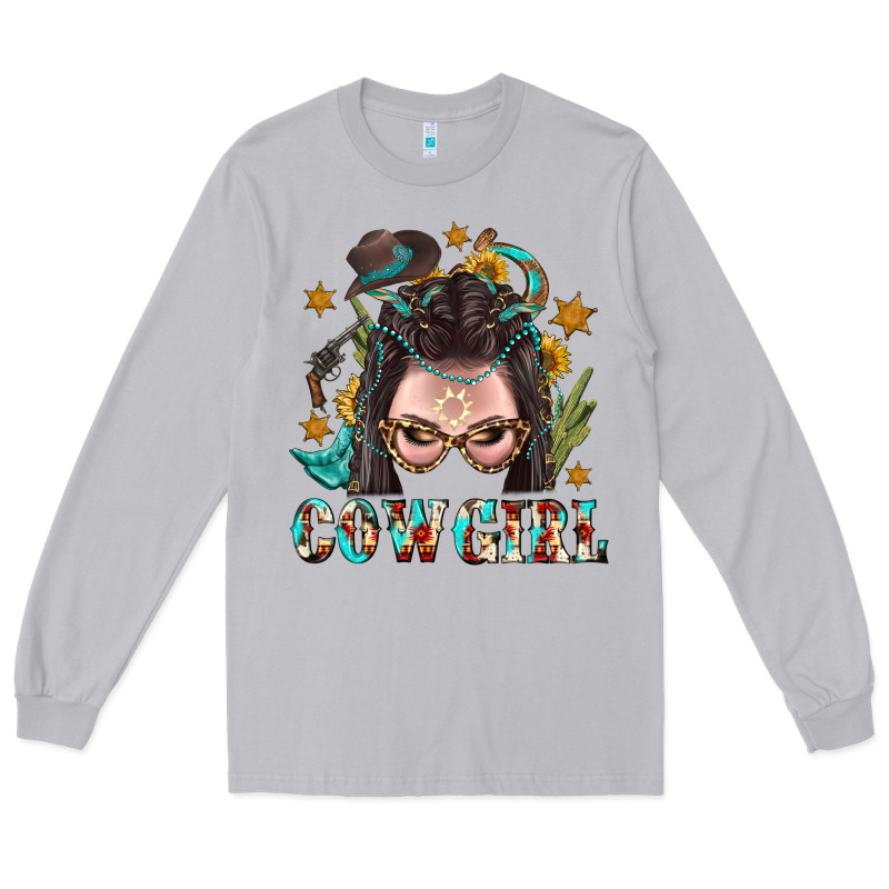 Western Cowgirl Braid Hair Long Sleeve Tee by BundleAndBundleShop | Teevron
