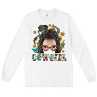 White Western Cowgirl Braid Hair Long Sleeve Tee - BundleAndBundleShop