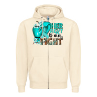Sandshell Her fight is our fight Ovarian Cancer teal ribbon Zipper Hoodie - NancyCooperArtShop