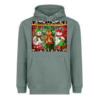 Sage christmas snowman polar bear reindeer Heavyweight Hoodie - CowGirlArtShop