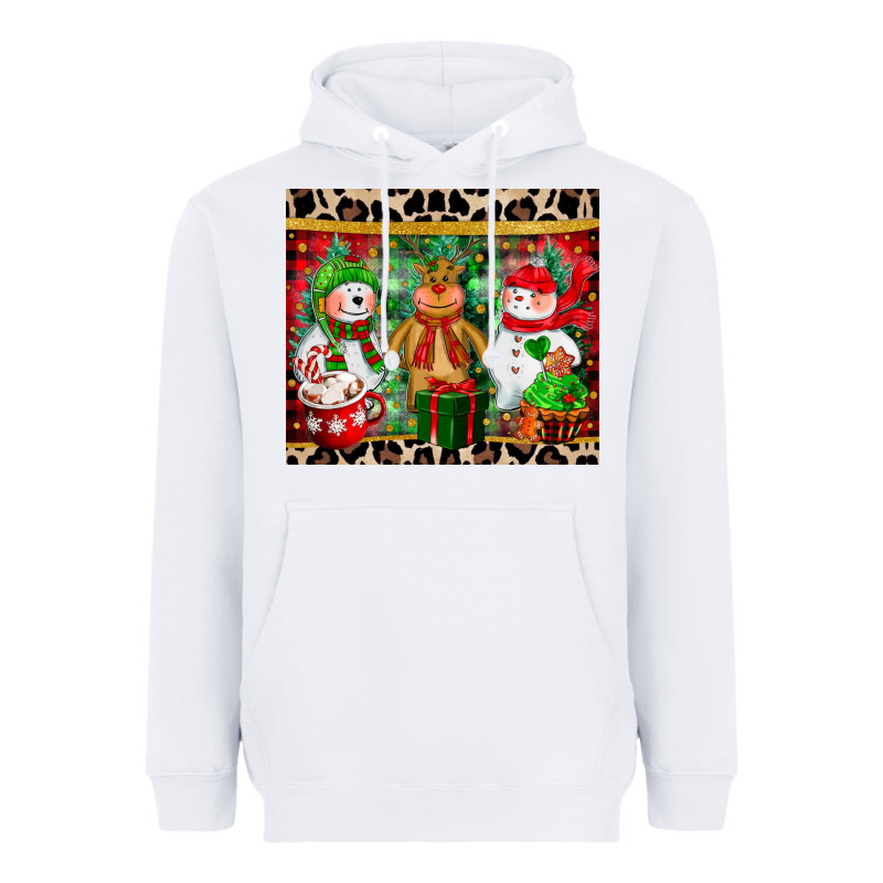 Christmas Snowman Polar Bear Reindeer Heavyweight Hoodie by CowGirlArtShop | Teevron
