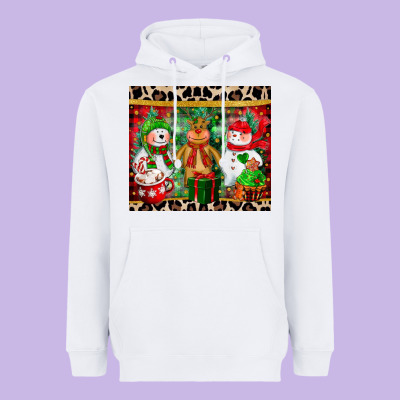 Christmas Snowman Polar Bear Reindeer Heavyweight Hoodie Designed By Cowgirlartshop