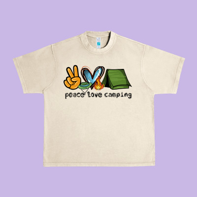 Peace Love Camping Urban Heavy Tee Designed By Nancycooperartshop
