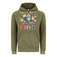 Vintage Olive great ideas come after coffee Vintage Hoodie - MaliasSmallBusiness
