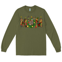 Army Green Western Mom With Reindeer Long Sleeve Tee - BundleAndBundleShop