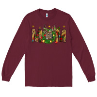 Burgundy Western Mom With Reindeer Long Sleeve Tee - BundleAndBundleShop