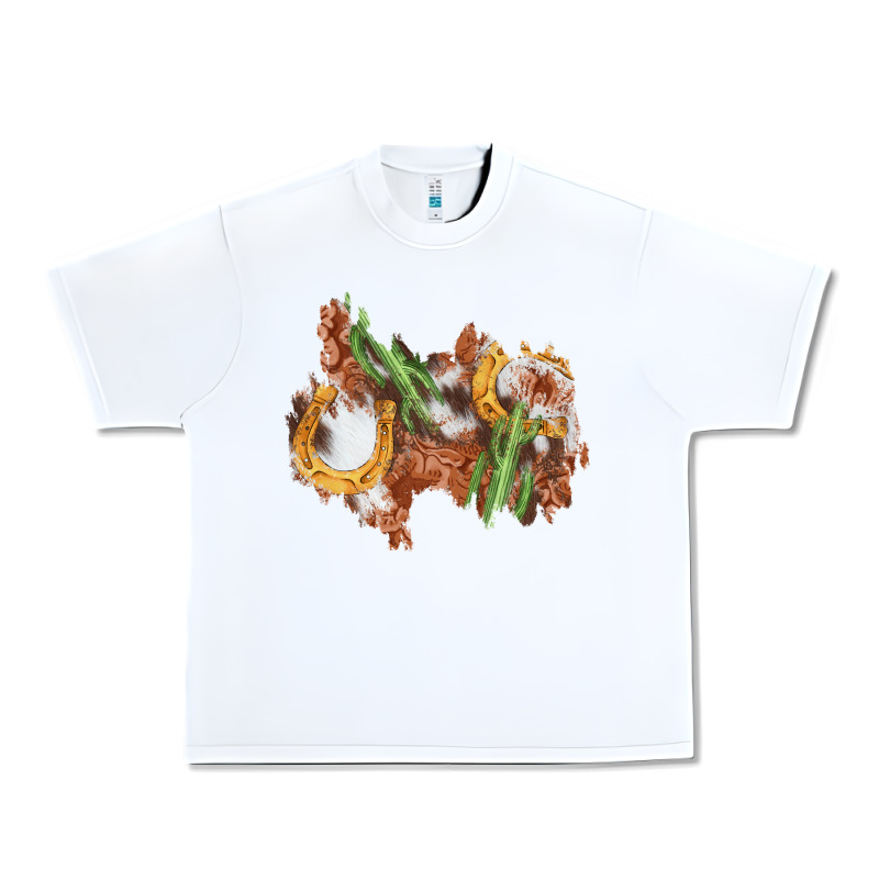 Horseshoe Cowhide Cactus Patch Urban Heavy Tee by AdoDesignShop | Teevron