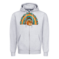 Heather Grey Rainbow Thankful with Gemstone Zipper Hoodie - texasbilliewilder