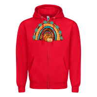 Red Rainbow Thankful with Gemstone Zipper Hoodie - texasbilliewilder