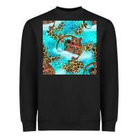 Black Mama Bear Hunting Fish With Leopard Seamless Pattern Heavyweight Sweatshirt - BundleAndBundleShop