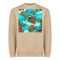 Mushroom Mama Bear Hunting Fish With Leopard Seamless Pattern Heavyweight Sweatshirt - BundleAndBundleShop