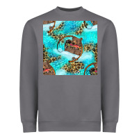 Storm Mama Bear Hunting Fish With Leopard Seamless Pattern Heavyweight Sweatshirt - BundleAndBundleShop
