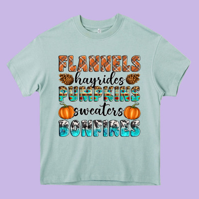 Flannels Hayrides Pumpkins Sweaters Bonfires Heavy Core Tee Designed By Artiststas