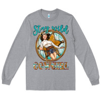 Heather Grey Western Stay Wild Cowgirl Long Sleeve Tee - BundleAndBundleShop