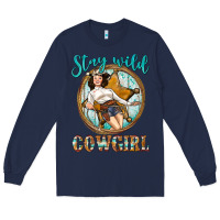 Navy Western Stay Wild Cowgirl Long Sleeve Tee - BundleAndBundleShop