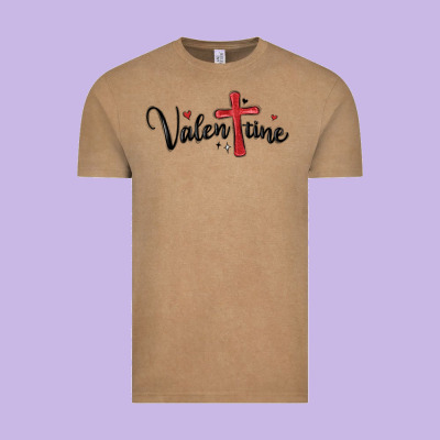 Valentine Cross Glitter Vintage Tee Designed By Maliassmallbusiness
