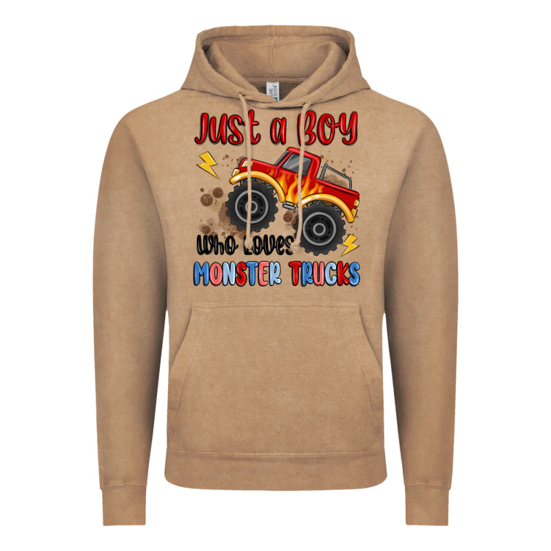 Just A Boy Who Loves Monster Trucks Vintage Hoodie by MaliasSmallBusiness | Teevron