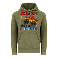 Vintage Olive just a boy who loves monster trucks Vintage Hoodie - MaliasSmallBusiness
