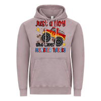 Vintage Zinc just a boy who loves monster trucks Vintage Hoodie - MaliasSmallBusiness