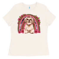 Shih Tzu Floral Rainbow Ladies Tee | Teevron