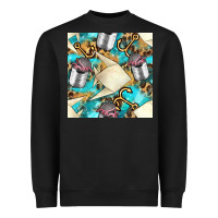 Black Paper Fish And Canned With Anchor Seamless Pattern Pbs Heavyweight Sweatshirt - BundleAndBundleShop