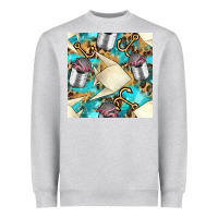 Heather Grey Paper Fish And Canned With Anchor Seamless Pattern Pbs Heavyweight Sweatshirt - BundleAndBundleShop