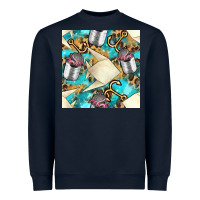 Navy Paper Fish And Canned With Anchor Seamless Pattern Pbs Heavyweight Sweatshirt - BundleAndBundleShop
