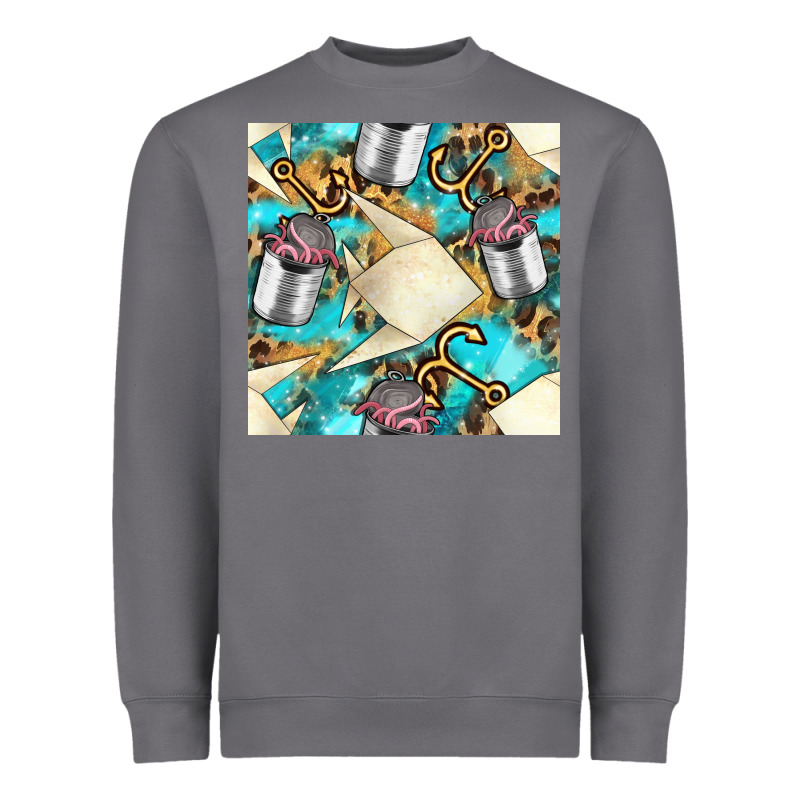 Paper Fish And Canned With Anchor Seamless Pattern Pbs Heavyweight Sweatshirt by BundleAndBundleShop | Teevron