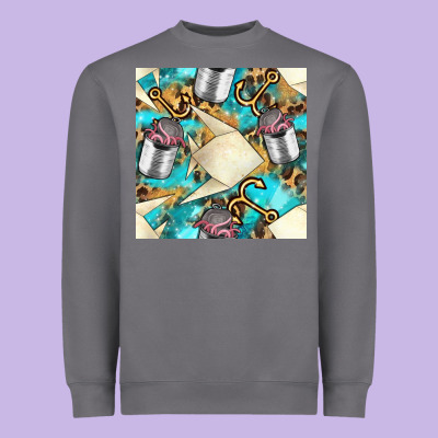 Paper Fish And Canned With Anchor Seamless Pattern Pbs Heavyweight Sweatshirt Designed By Bundleandbundleshop