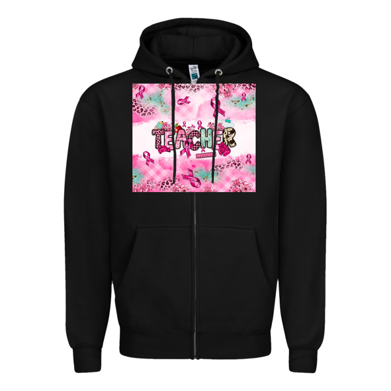 Breast Cancer Teacher Zipper Hoodie by NancyCooperArtShop | Teevron
