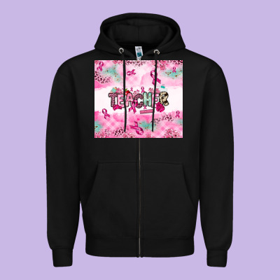 Breast Cancer Teacher Zipper Hoodie Designed By Nancycooperartshop