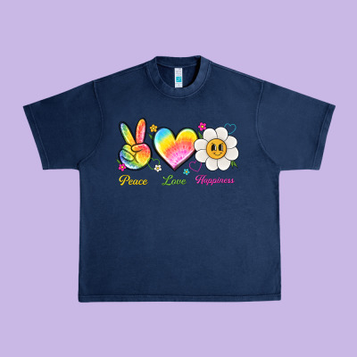 Peace Love Happiness Urban Heavy Tee Designed By Nancycooperartshop