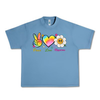 Pebble Blue peace love happiness Urban Heavy Tee - NancyCooperArtShop