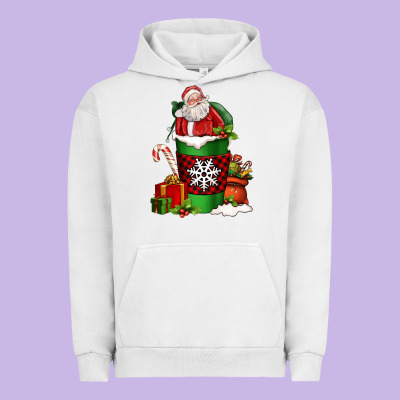 Christmas Santa Claus Coffee Cup Urban Hoodie Designed By Fadigitalartstudio