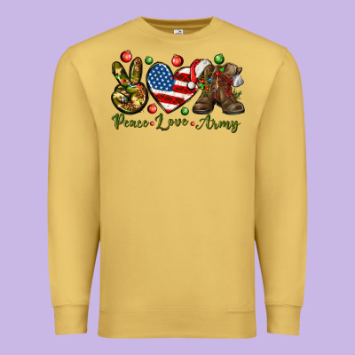Peace Love Army Christmas 4th Of July Premium Sweatshirt Designed By Howdyjamesfarm