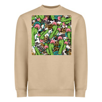 Mushroom Western Cactus And Turquoise Gemstone With Leopard And Cowhide Seamles Heavyweight Sweatshirt - BundleAndBundleShop