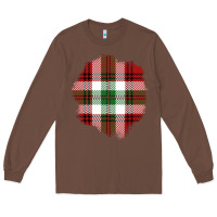 Chestnut Christmas Tartan Patch Long Sleeve Tee - BundleAndBundleShop