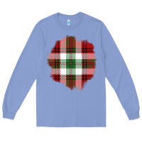 Colony Blue Christmas Tartan Patch Long Sleeve Tee - BundleAndBundleShop