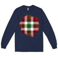 Navy Christmas Tartan Patch Long Sleeve Tee - BundleAndBundleShop