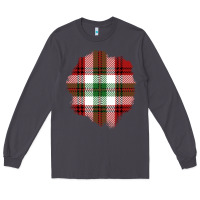 Smoke Christmas Tartan Patch Long Sleeve Tee - BundleAndBundleShop